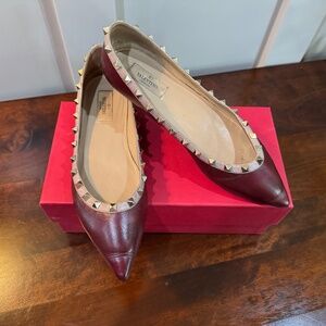 Valentino Rockstud Ballet Flat (Plum Color)